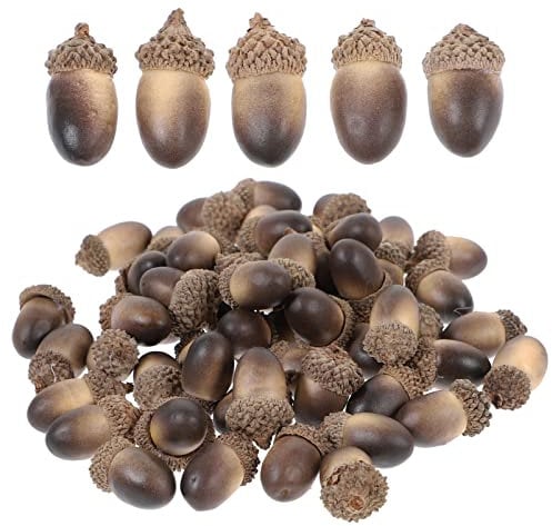 VANZACK 60 Stück Künstliche Eicheln Lebensecht Mit Eichelkappe Künstliche Eichel Für Dekorsimulation Mini-Eichel Für Heimdekoration Hochzeiten Bastelarbeiten