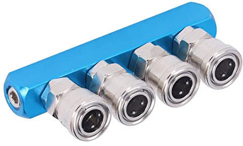 Air Distribution Block,Air Hose Splitter Air Distribution Block Air Manifold Straight Air Hose Splitter Pneumatic Manifold 0-0.9Mpa Quick Connect Air Hose Splitter with Connector