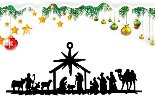 Teksome Krippenset aus Metall | Rustikale Krippendekoration aus Metall,Wandmontage-Krippensets für Weihnachten, Personen-Krippenset für Weihnachtsfeier, Krippe
