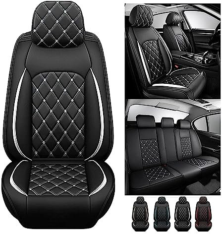 SitzbezüGesets Für Ford Puma SUV 2019-2023,Schonbezug Leder,Autositz-Auflage Universal Leder Auto-SchonbezüGe Wasserdicht Sitzschoner,PU Leder Sitzschoner,Anti-Rutsch 5-Sitzer ( Color : C(White ) )