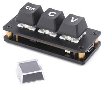 RP2040 - Scheda di sviluppo a 3 tasti, Ctrl C/V Shortcut Keyboard per programmatore, RP2040 microcontrollore Chip, funzione tasti programmabile, porte Dual TypeC, Plug and Play, senza driver