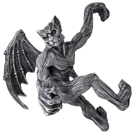 BELLA HAUS DESIGN Gargouille à suspendre - Décoration murale extérieure - Statue de jardin détaillée à suspendre - Gargouille d'escalade gothique de 25,4 cm pour terrasse, porche, clôture