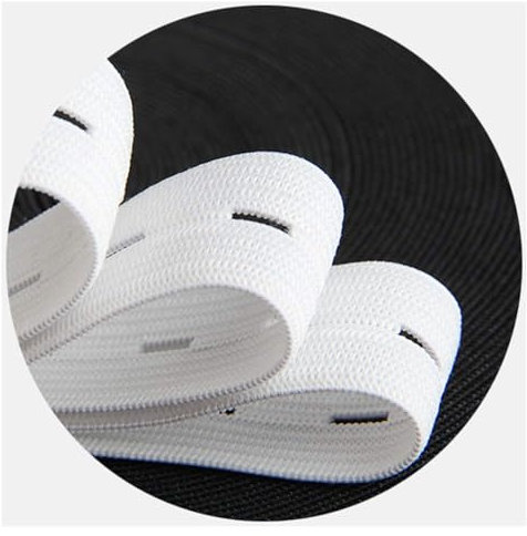 25 Metros/Cinta Elástica con Ojales para Costura, Goma Elástica para Coser, Elástico para Ropa y Manualidades, Elástico de Costura, (Blanco, 25 mm)