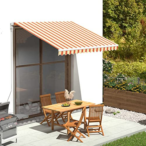 Homgoday Tessuto di ricambio per tenda da sole, tenda da sole in tela, tenda da esterno per finestra, tenda da giardino, veranda, parasole per esterni, giallo e arancione, 3 x 2,5 m