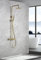 IMEX - Columna Ducha Termostatica Oro con Grifo | Conjunto de Ducha con Alcachofa y Rociador Antical Efecto Lluvia | Griferia en Latón y Acero Inox S.304 con Barra Extensible Dorada | Serie Line
