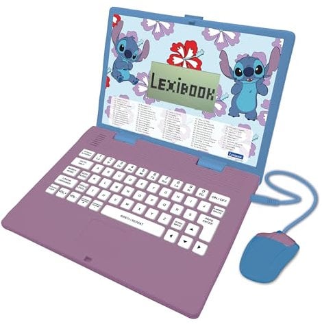 Lexibook, Disney Stitch, Computer educativo bilingue Italiano/Inglese, Giocattolo per Bambini con 124 attività e Giochi di Lingua, Scrittura, Matematica, logica, Musica