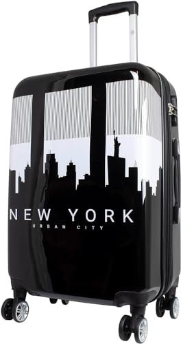 Warenhandel König Hartschalen Koffer Trolley mit hochwertigem Motiv Print NY Skyline mit Dehnfalte, Größe L
