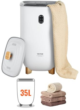 VEVOR 35 L Grande Scaldasalviette Secchio con Schermo LED, Funzione di Asciugatura, Timer Regolabile, Accappatoio, Coperta Pigiama, Spegnimento Automatico, Scaldasalviette Intelligente Bianco