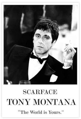 OGTDA Scarface Tony Montana 3 Leinwand-Poster, Wandkunst, Dekordruck, Bild, Gemälde für Wohnzimmer, Schlafzimmer, Dekoration, ungerahmt, 30 x 45 cm
