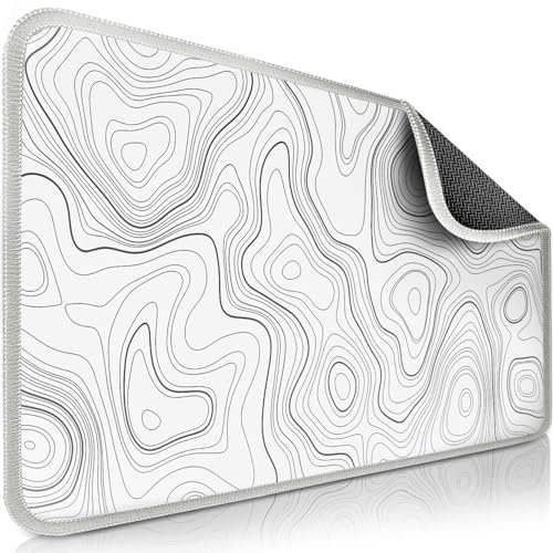 Sidorenko Gaming Mauspad XXL Weiß - Großes Mousepad 900x400 mm - rutschfeste Schreibtischunterlage für Gaming und Büro - Fransenfreie Ränder - Präzises und langlebiges maxlvl large mouse pad