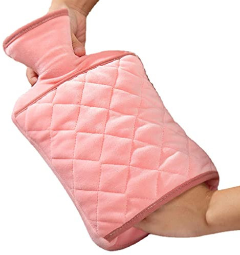 Wärmflasche Mit Weichem Bezug, Wärmflasche Mit Kuschelig Weichem Bezug, Wärmflasche Mit Bezug Flauschig, Sicherer Plüsch Wasserbeutel, PVC Wärmflasche Mit Doppelhand-Design