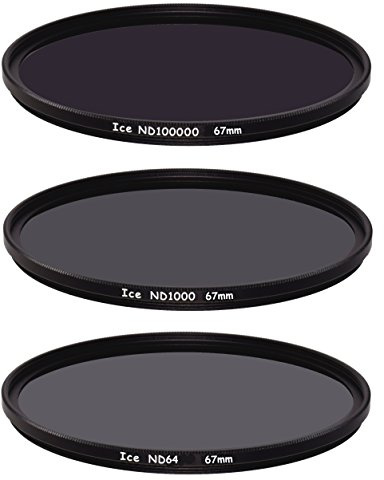 ICE Extreme ND-Filter-Set ND100000, ND1000, ND64, Graufilter, 16,5, 10, 6-Stop, optisches Glas (67 mm)
