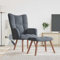Myheimly Relaxsessel mit Hocker,Sessel mit Stahlrahmen Holzbeinen,Relaxstuhl Polsterstuhl mit Armlehne,Fernsehsessel Polstersessel Wohnzimmer,Modern Samt Sessel Dunkelgrau,Mit Fußablage