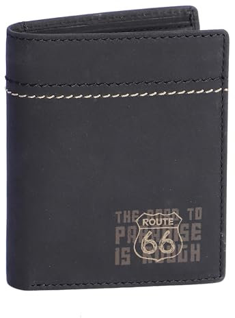 ROUTE 66 Raul Geldbörse für Herren, RFID-Geldbörse, Leder, Schwarz, Standard