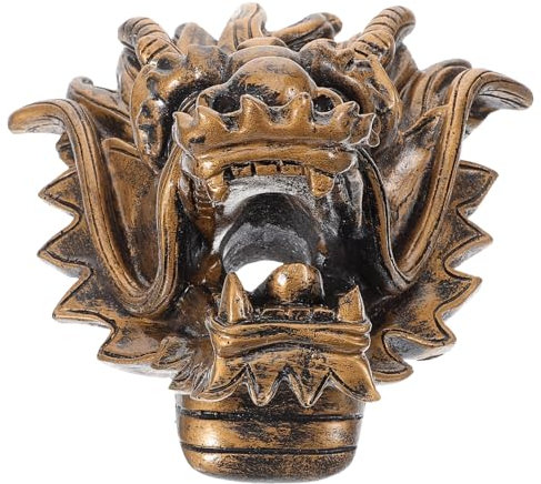 BIUDECO Wandbrunnen Wasserhahn Für Garten Außenbereich Drachenkopfbrunnen Gartendekor Aus Harzmaterial Wasserfallbrunnendekoration Für Villa