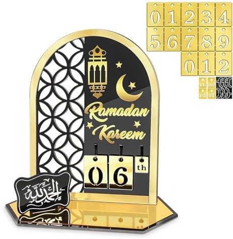 Ramadan Mubarak Adventskalender,Ramadan Kalender, Eid Mubarak Dekoration DIY Ramadan Dekoration,Ramadan Adventskalender,Acryl Eid Mubarak Countdown,Ramadan Geschenke für Haus Büro Tischdekorationen