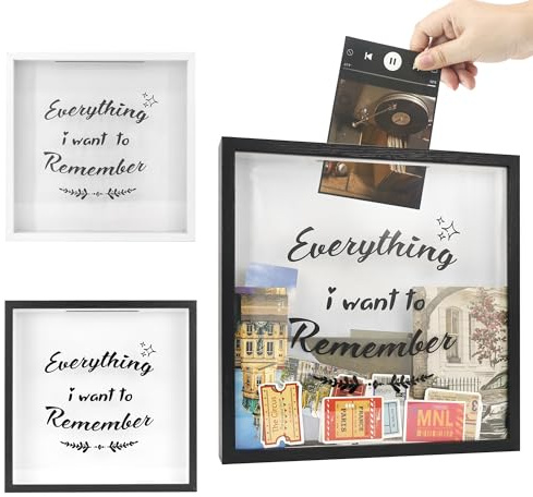 FramePro 30x30 3D Bilderrahmen Schattenbox mit Glasscheibe Ticketstummel Reise Abenteuer Archivbox Reise Stern Schwarz