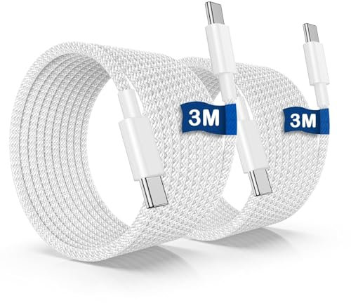 Câble USB C Charge Rapide iPhone 16/15, 3M USB C Cordon de Chargeur pour Apple, 3 Mètres Câble Type C vers C Charge Rapide pour Apple iPhone 16/16 Pro/16 Pro Max/15/15 Plus/15 Pro/15 Pro Max, iPad