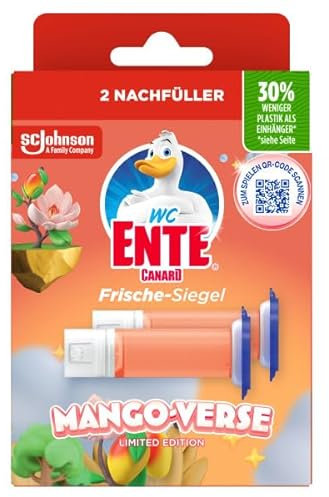 WC-Ente Frische-Siegel Nachfüller, körbchenloser WC-Reiniger, WC Duft, Mango Verse, 2 Nachfüller (2 Stück)