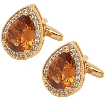 Herren-Manschettenknöpfe in Tropfenform, AAA-Klarheit, Kristall, Champagner, Bernstein, Orange, Hochzeitsgeschenk CUFFLINKS DIRECT, M, Kristall, Kristall
