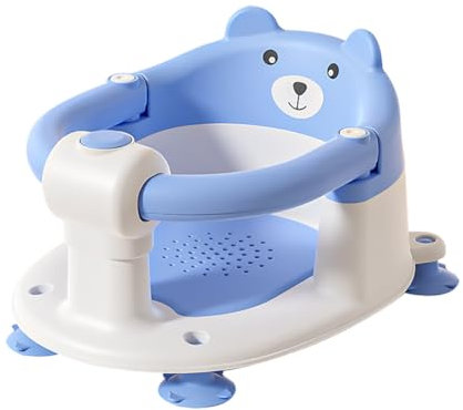UBRAVOO Baby Badesitz für Babys ab 6 Monaten. Rutschfester Baby-Badesitz in Bärenform für Babys zum Sitzen, sicherer Badewannenstuhl für Säuglinge und Neugeborene mit 4 Saugnäpfen (Blau)