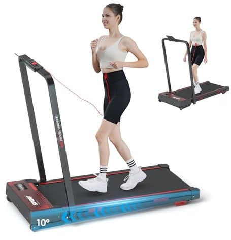 RAOO MIN Laufband für Zuhause, Walking Pad klappbar, 1-12 km/h, 1.5HP Motor, mit Fernbedienung/LED-Anzeige, Laufband mit Steigung, Ipad/Handy-Holder, leise, 100kg Max. (Schwarz)