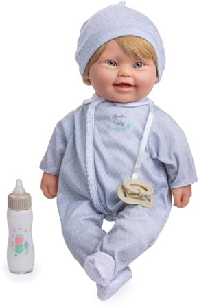JC Toys 40.6 cm Soft Body Baby Doll with Down Syndrome/Blonde Hair/Magic Milk Bottle/Realistic & Inclusive