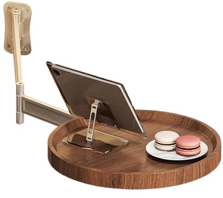 Gcerfby Wand montiert runden Tisch, 180 ° rotierender Wandtisch, Mehrzweckklappschreibtisch, 28x28 cm, einfach zu bedienen, tragbar für die Heimküche am Krankenbett.