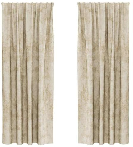vidaXL Samtvorhänge 2 STK. Creme 225 x 140 cm Samt | Weich das Licht und schütze deine Privatsphäre, Klassischer Stangentaschenstil verleiht einen Hauch von Eleganz,