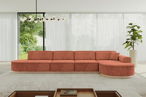 ALTDECOR Ecksofa in L-Form Corner Sofa Bett Eckcouch Couch Wohnlandschaft Cauchsofa MARI-L3-v1-413x171x83 cm Apricot