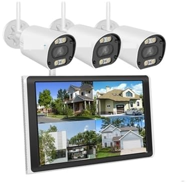 Smar 3MP Outdoor WiFi IP Bullet Kameras 10,1 Zoll LCD-Bildschirm Monitor 8CH NVR CCTV Security Sytem Kit Zwei-Wege-Audio AI Gesichtserkennung(None,8CH NVR and 3 Cam)