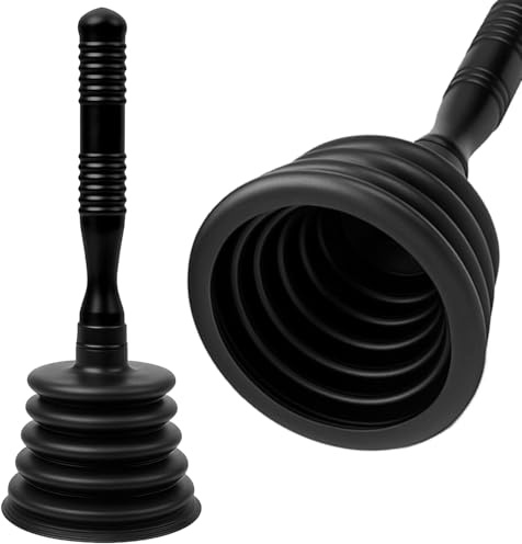 Desatascador Tuberías y Destapador Cañerías – Succión Potente – Elimina Atascos en Ducha, Lavabo, Bañera y Cocina – Desatascador Fregadero Multiusos Duradero (Negro)