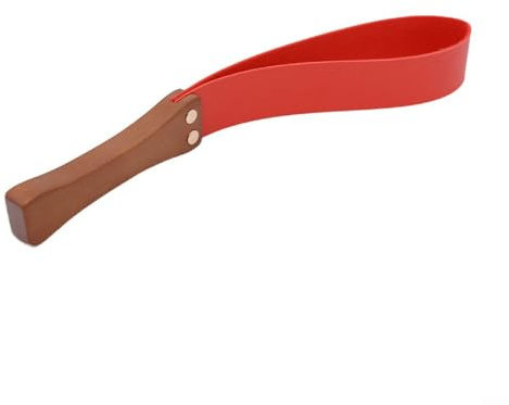 Lederpaddel mit rutschfestem Griff, Reitgerte für Pferdetraining und Kontrolle (rot)