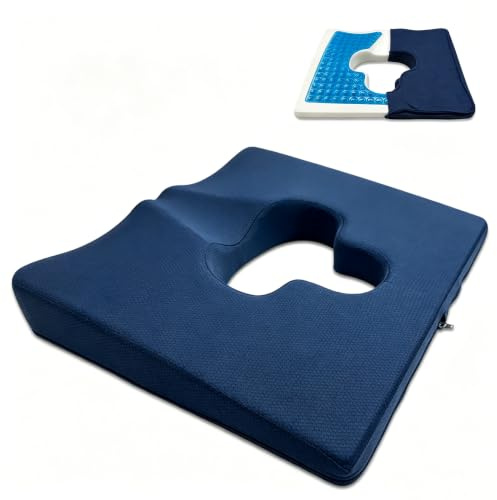 Monkraft Hämorrhoiden Sitzkissen mit Kühlgel,orthopädisches Steißbeinkissen Anti-Dekubitus,45D Memory Foam gegen Bandscheibenvorfall