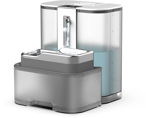 Marchul Fontana per gatti wireless da 5 litri senza filtri, con separazione dell'acqua di scarico, sensore di movimento e programmabile, vaschetta in acciaio inossidabile, alimentata a batterie