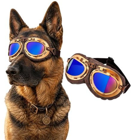 Dog Goggles Eye Protection, Sunglasses for Dogs, Dog Sunglasses, Dog Goggles Angled Bronze Frame Pet Sunglasses with Colored Lenses Stylish Dog Glasses for Outdoor Travel and Photo Props