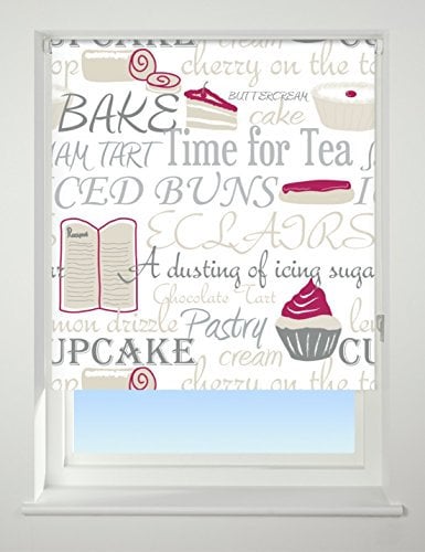 UNIVERSAL Bake Off Patterned Thermal Blackout Roller Blind, Red, W90cm