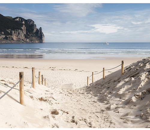 decomonkey Fototapete Strand Meer 350x256 cm XXL Design Tapete Fototapeten Tapeten Wandtapete moderne Wand Schlafzimmer Wohnzimmer Natur Landschaft