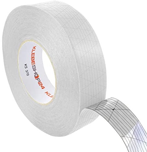 KLEBESHOP24 SOCKELLEISTEN KLEBEBAND | EXTRA STARKES MONTAGEBAND | Doppelseitig extra stark haftend | 50 m | Breite wählbar | Klebeband für Fußleisten, Teppiche und mehr / 9 mm x 50 m