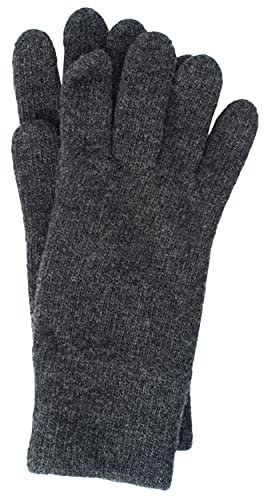 FosterNatur, Damen Wollhandschuhe/Fingerhandschuhe, 100% Wolle extrafine (7, Anthrazit)
