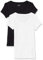 Amazon Essentials Women's Slim-Fit Cap-Sleeve Scoop Neck T-Shirt, Pack of 2, Black/White, XS