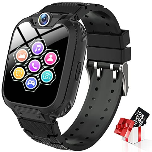 PTHTECHUS Orologio Intelligente Bambini con 7 Giochi - Musica MP3, con Telefono Allarme Camera, Regali per Ragazzi/e, 3-12 Ys