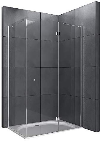 Alpenberger Eckeinstieg Antikalk Duschkabine 120 x 80 x 200 cm mit Nano | Duschglaswand Glastür | Eckdusche Duschabtrennung aus Sicherheitsglas