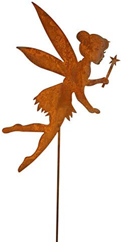 Bornhöft Gartenstecker wie Tinkerbell Metall Rost Gartendeko Edelrost rostiger Beetstecker 60cm (Tinkerbell 60cm)