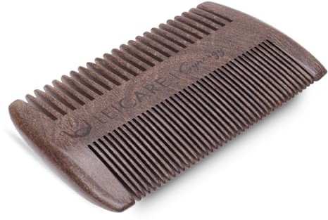 Leicare Hochwertiger Bartkamm aus Holz, Beard Comb Wood mit groben und feinen Zähnen - beidseitige Zahnung - sorgt für gepflegten Bart, perfekte Geschenkidee für Herren mit Bart