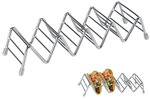 Goick Taco Halter Ständer, Wave Edelstahl Rostfrei Taco Gestell, Halt Burrito Spülmaschinenfest Tortilla Ständer Küche Gadget Werkzeug für Tacos Sandwiches Würste Behalter(4-5 Slot Rack)