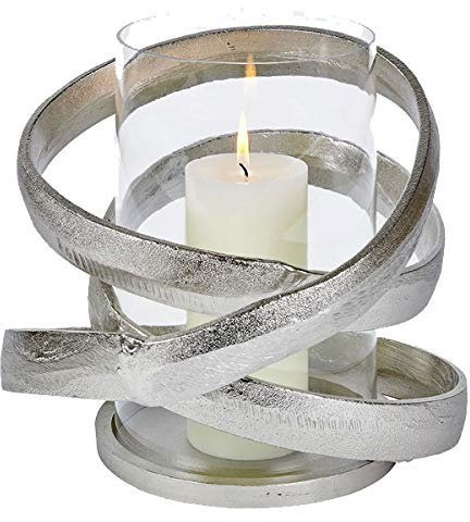 Lambert - Lombardo - Windlicht - Aluminium vernickelt - Maße (ØxH): 39 x 28 cm