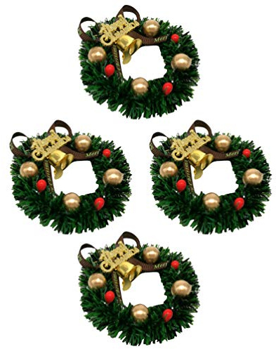 BESPORTBLE Tannenkranz 4Pcs Weihnachtskerzenringe Mini Weihnachtskranz Ornament 6Cm Dekoriert Kranz Weihnachten Kerzenhalter Dekoration für Urlaub Abendessen Tischdekoration Weihnachtskranz Tisch