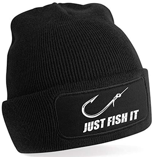 mycultshirt Just Fish It Angler Winter Strickmütze Mütze | Fischer | Wollmütze | Wintermütze | Rollmütze | Beanie |