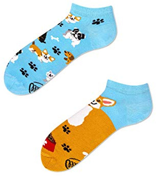 Many Mornings Unisex Playful Dog Low Mismatched Socken (2er Pack)